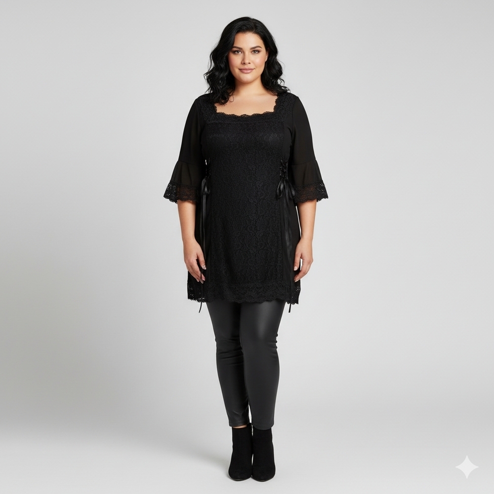 Dare to Wear Elegance Top 2X 16 in Black